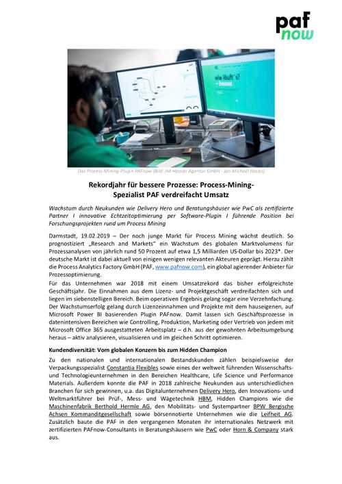 Pressetext für den Process-Mining-Experten Process Analytics Factory